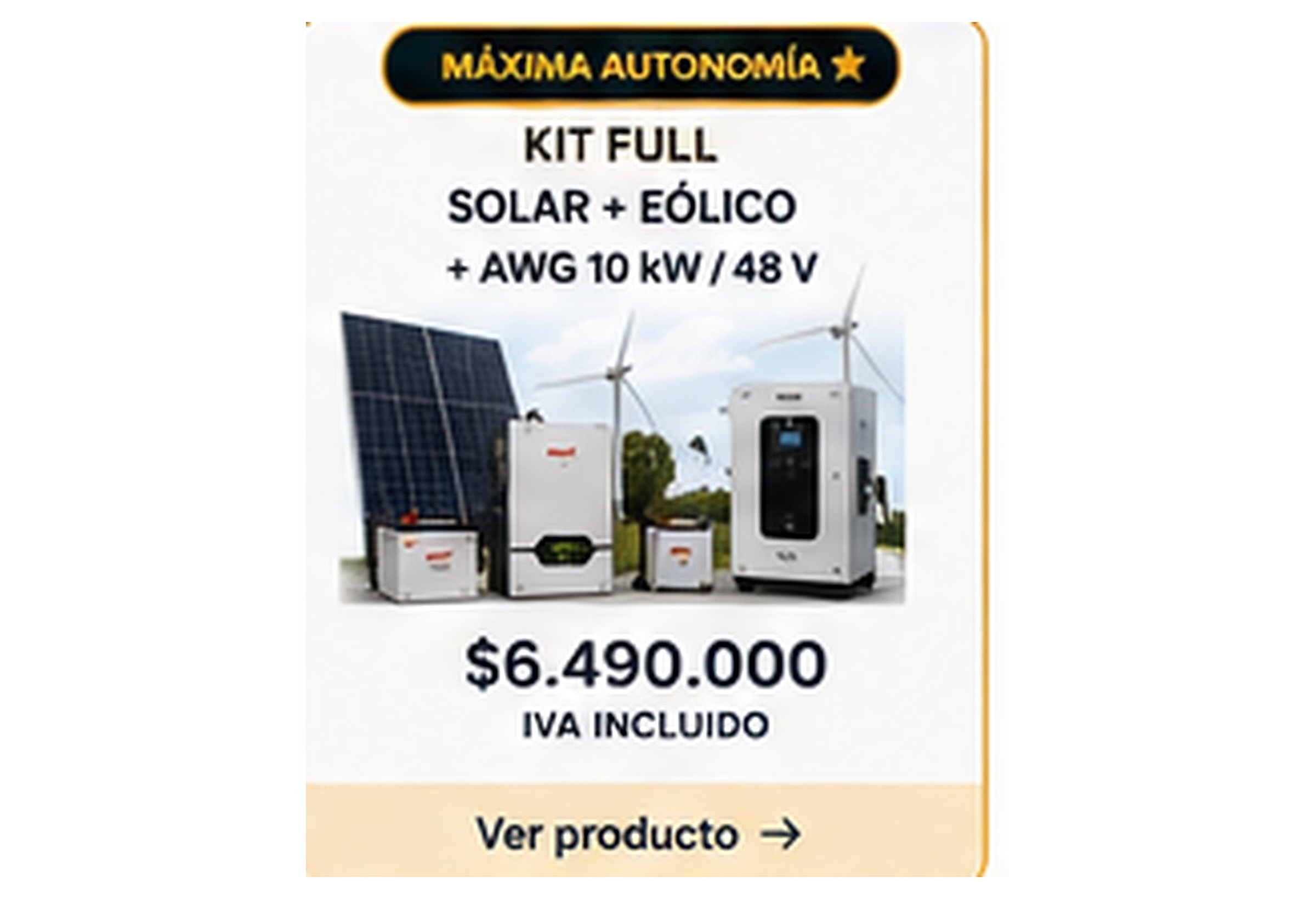 Kit Full Solar + Eólico + AWG 10 kW / 48 V